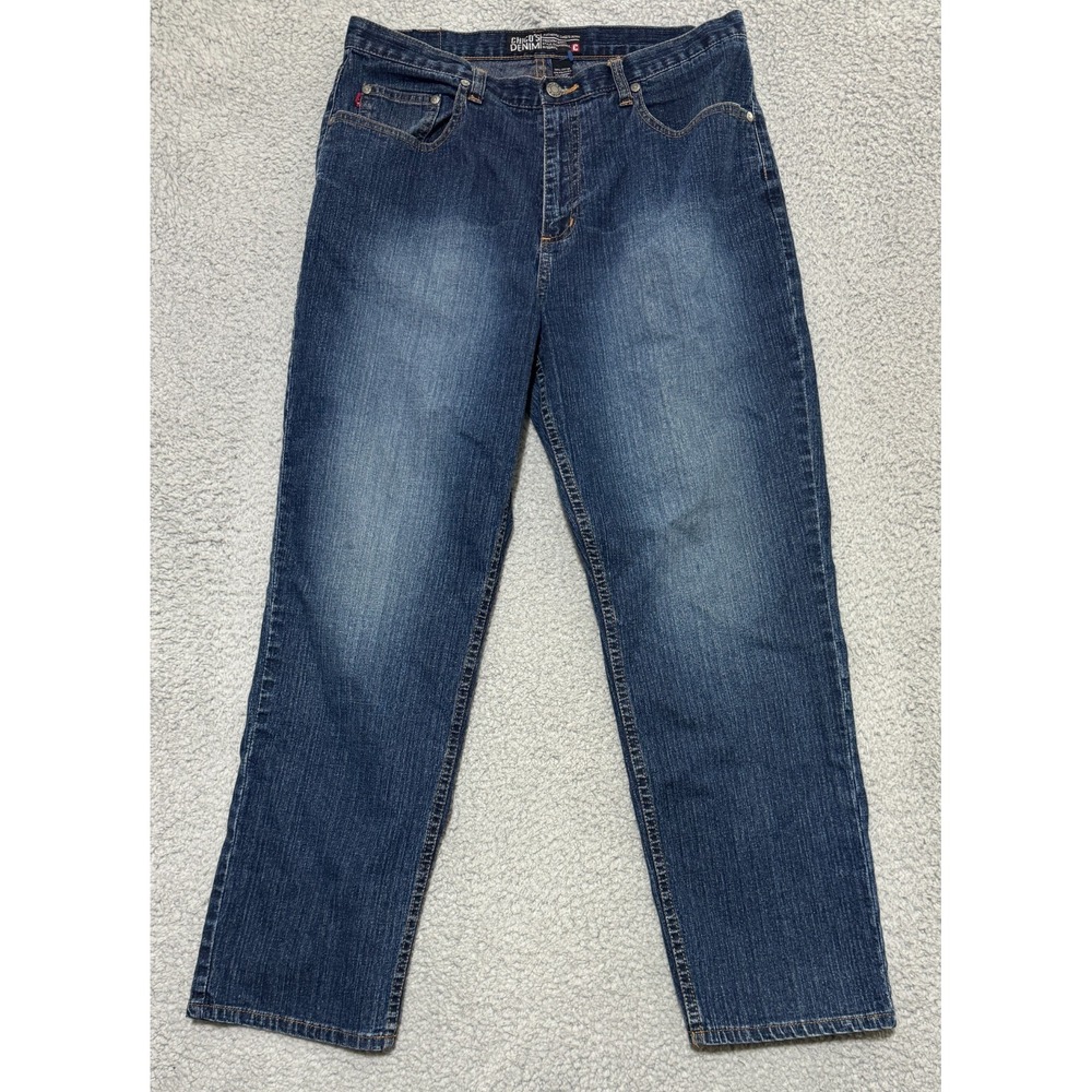 Vintage Chicos Denim Straight Leg Jeans Womens Size 2 Dark Wash Mid Rise 30x26